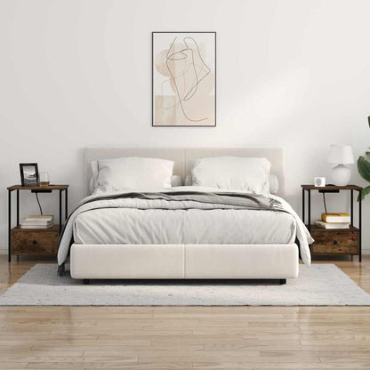 Nachttisch mit Ladestation 2 pcs Räuchereiche Holzwerkstoff