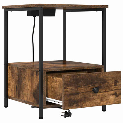 Nachttisch mit Ladestation 2 pcs Räuchereiche Holzwerkstoff