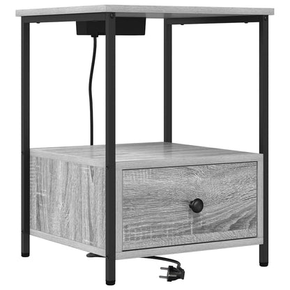 Nachttisch mit Ladestation 2 pcs Grau Sonoma Holzwerkstoff