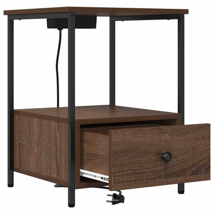 Nachttisch mit Ladestation Braune Eiche Holzwerkstoff