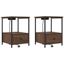 Nachttisch mit Ladestation 2 pcs Braune Eiche Holzwerkstoff
