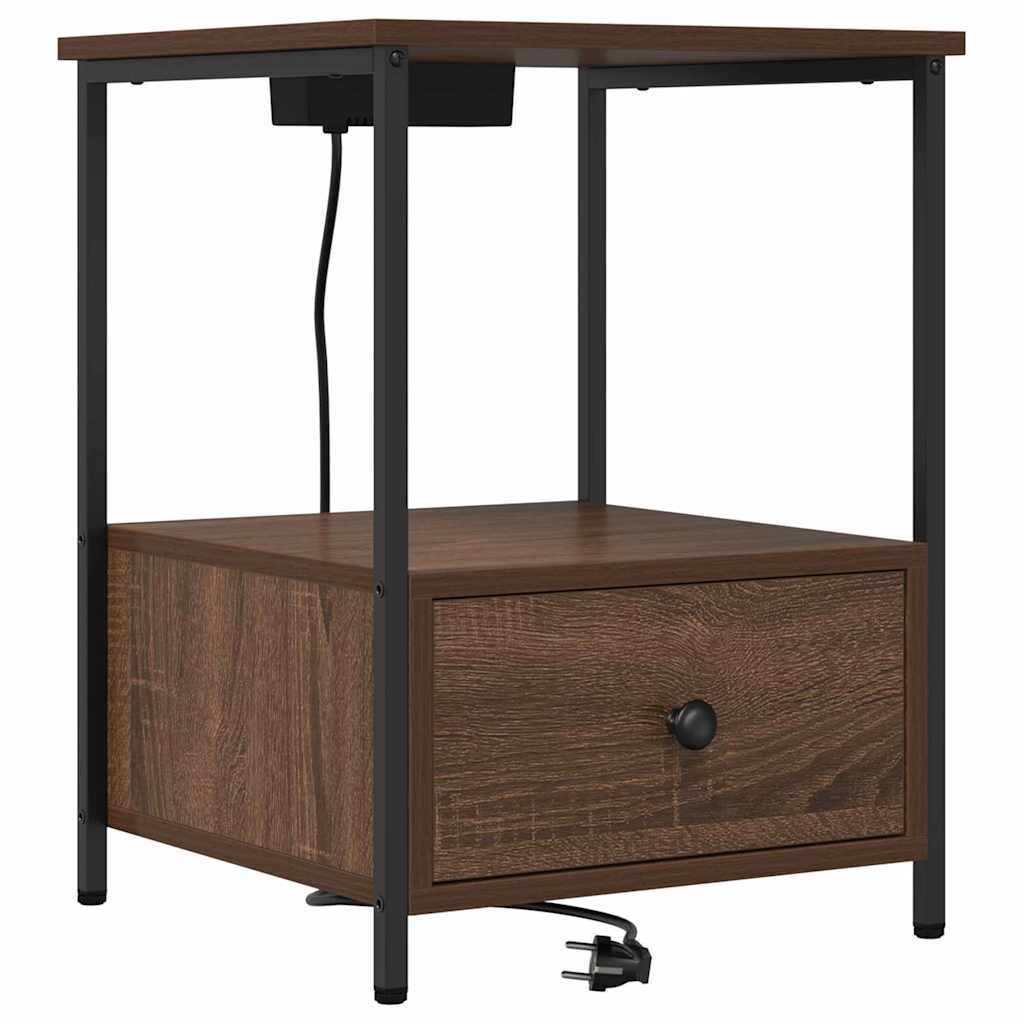 Nachttisch mit Ladestation 2 pcs Braune Eiche Holzwerkstoff