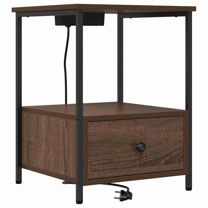 Nachttisch mit Ladestation 2 pcs Braune Eiche Holzwerkstoff