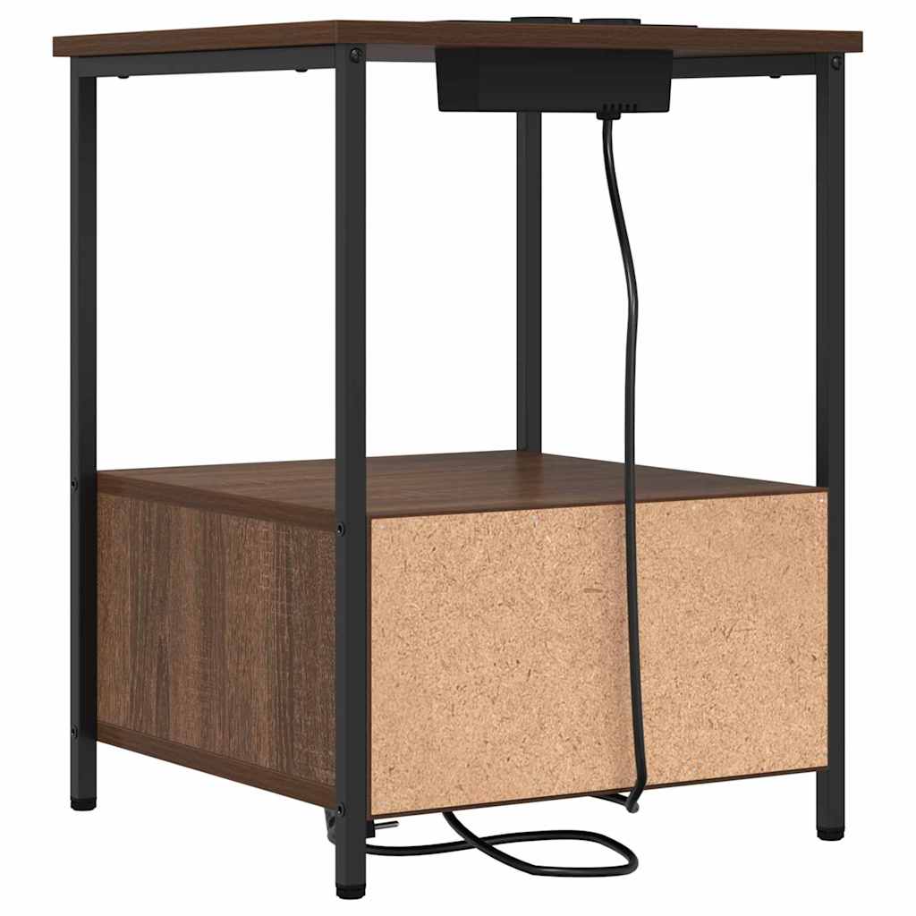 Nachttisch mit Ladestation 2 pcs Braune Eiche Holzwerkstoff