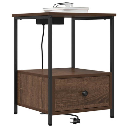 Nachttisch mit Ladestation 2 pcs Braune Eiche Holzwerkstoff
