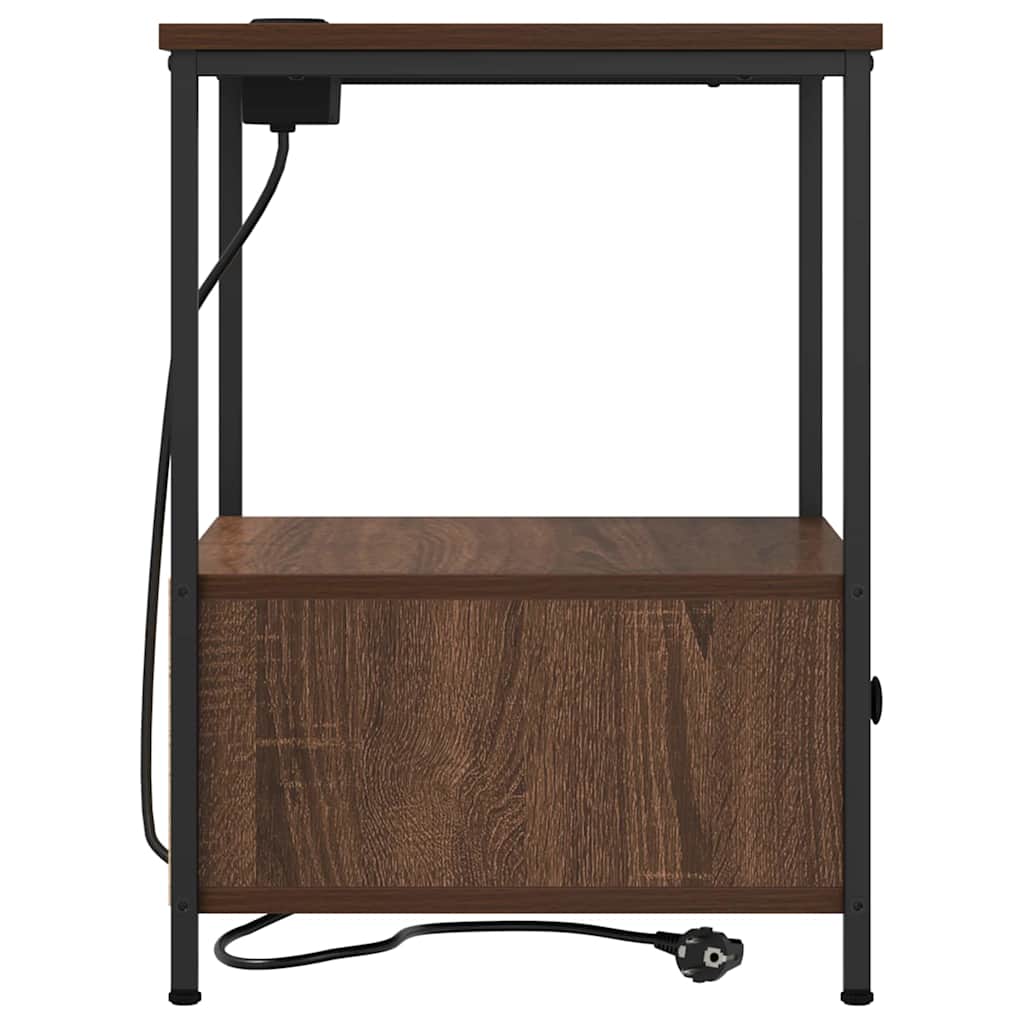 Nachttisch mit Ladestation 2 pcs Braune Eiche Holzwerkstoff