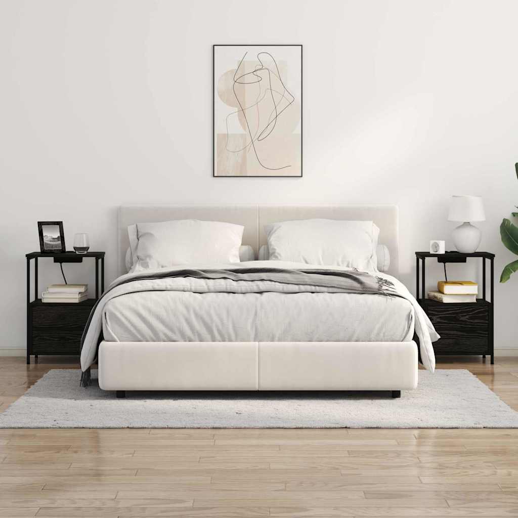 Nachttisch mit Ladestation 2 pcs Schwarze Eiche Holzwerkstoff