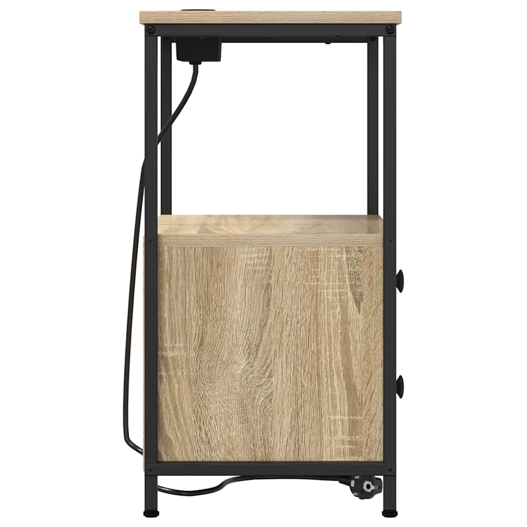 Nachttisch mit Ladestation 2 pcs Sonoma Eiche Holzwerkstoff