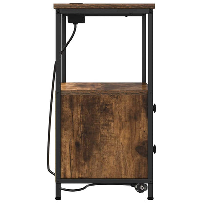 Nachttisch mit Ladestation 2 pcs Räuchereiche Holzwerkstoff