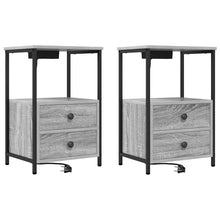 Nachttisch mit Ladestation 2 pcs Grau Sonoma Holzwerkstoff