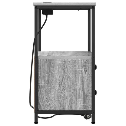 Nachttisch mit Ladestation 2 pcs Grau Sonoma Holzwerkstoff