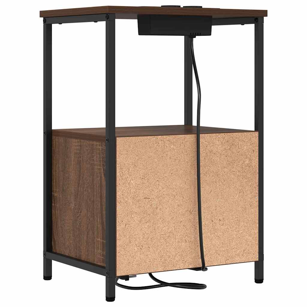 Nachttisch mit Ladestation Braune Eiche Holzwerkstoff