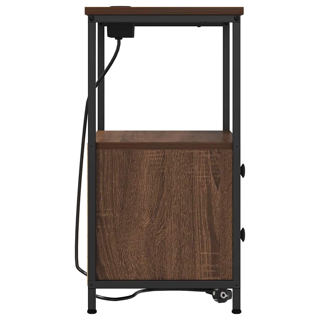 Nachttisch mit Ladestation 2 pcs Braune Eiche Holzwerkstoff