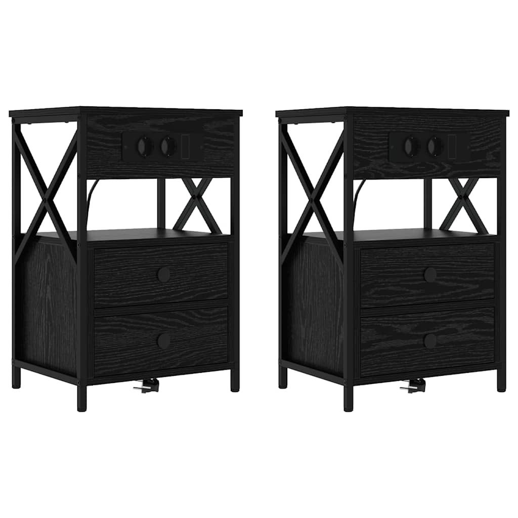 Nachttisch 2 pcs Schwarze Eiche 40 x 31 x 60 cm Holzwerkstoff