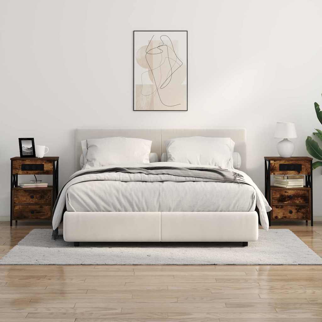 Nachttisch mit Ladestation Geräucherte Eiche 40 x 31 x 60 cm