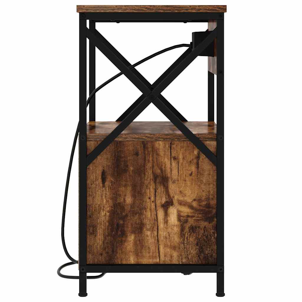 Nachttisch mit Ladestation 2 pcs Geräucherte Eiche