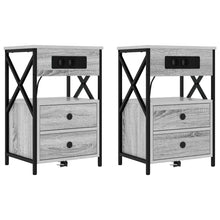 Nachttisch mit Ladestation 2 pcs Grau Sonoma 40 x 31 x 60 cm