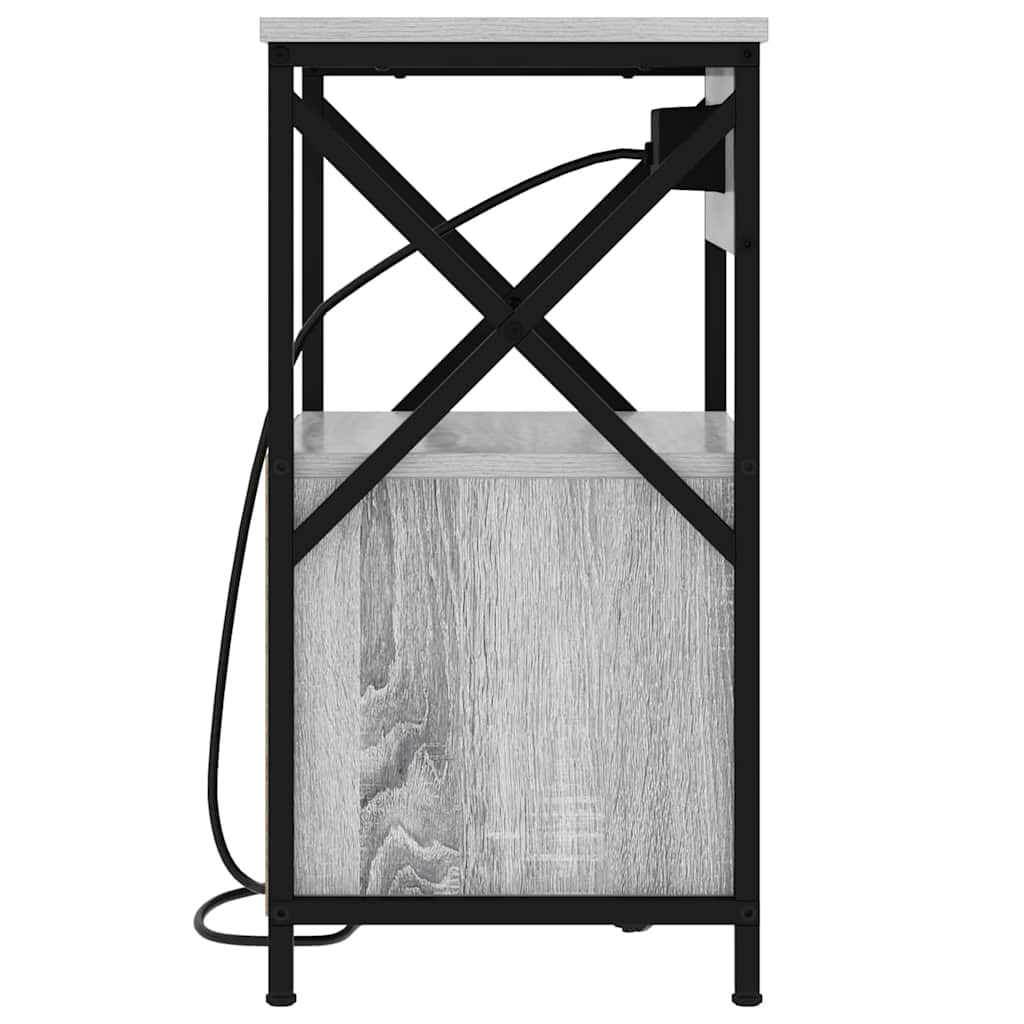 Nachttisch mit Ladestation 2 pcs Grau Sonoma 40 x 31 x 60 cm