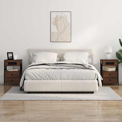 Nachttisch mit Ladestation Braunes Eichenholz 40 x 31 x 60 cm