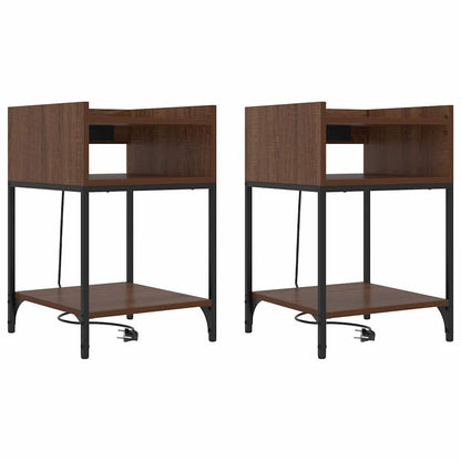 Nachttisch mit Regal 2 pcs Braun Eichen-Optik 40 x 40 x 61 cm