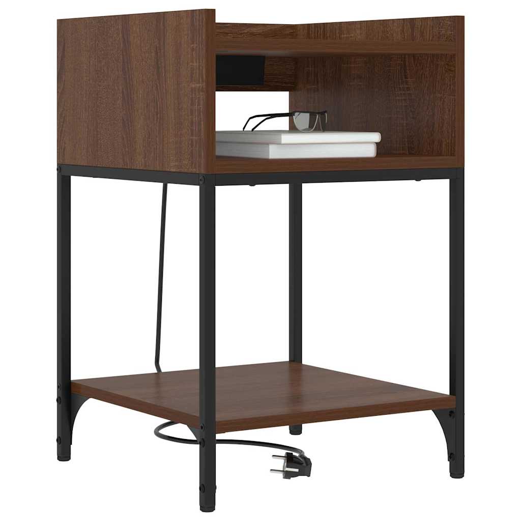 Nachttisch mit Regal 2 pcs Braun Eichen-Optik 40 x 40 x 61 cm