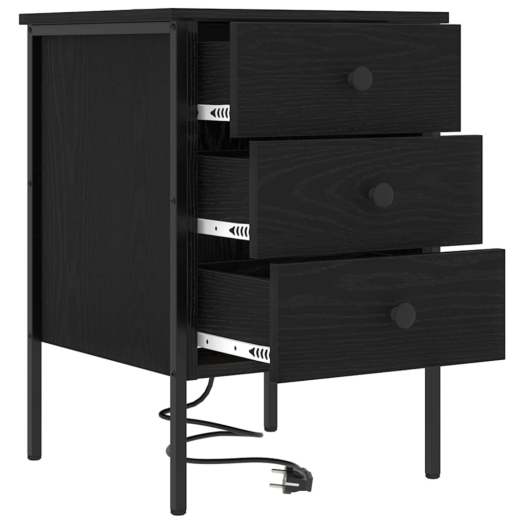 Nachttisch 2 pcs Schwarz Eichen-Optik 42 x 41 x 61 cm