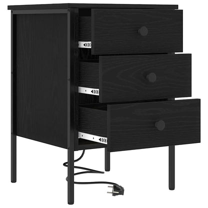 Nachttisch 2 pcs Schwarz Eichen-Optik 42 x 41 x 61 cm