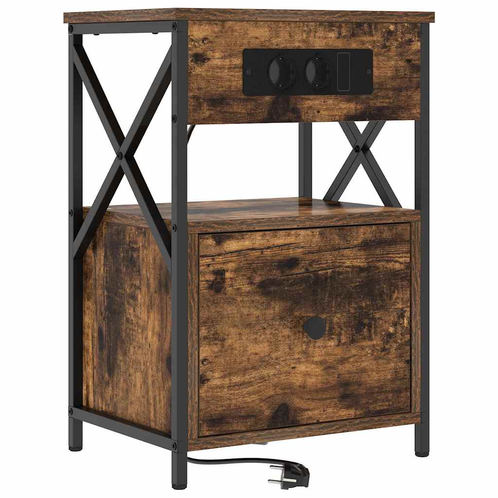 Nachttisch 2 pcs Räuchereiche 40 x 31 x 60 cm Holzwerkstoff