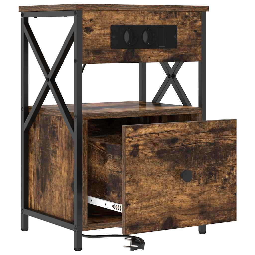 Nachttisch 2 pcs Räuchereiche 40 x 31 x 60 cm Holzwerkstoff