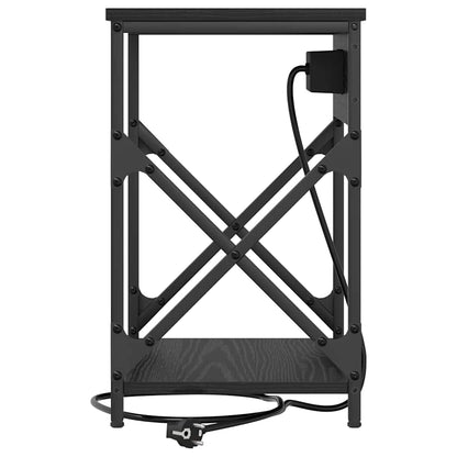 Nachttisch mit Ladestation Schwarze Eiche 41 x 31 x 51 cm