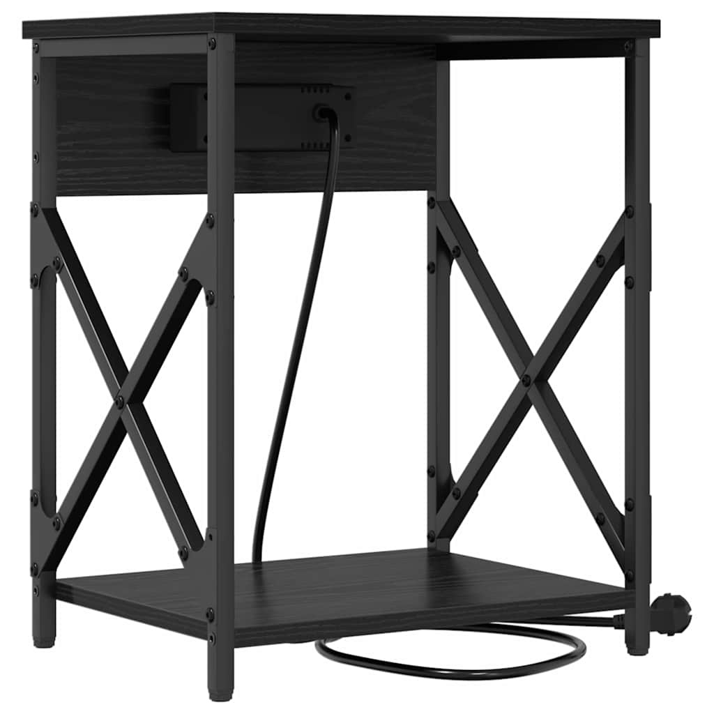 Nachttisch mit Ladestation 2 pcs Schwarze Eiche 41 x 31 x 51 cm