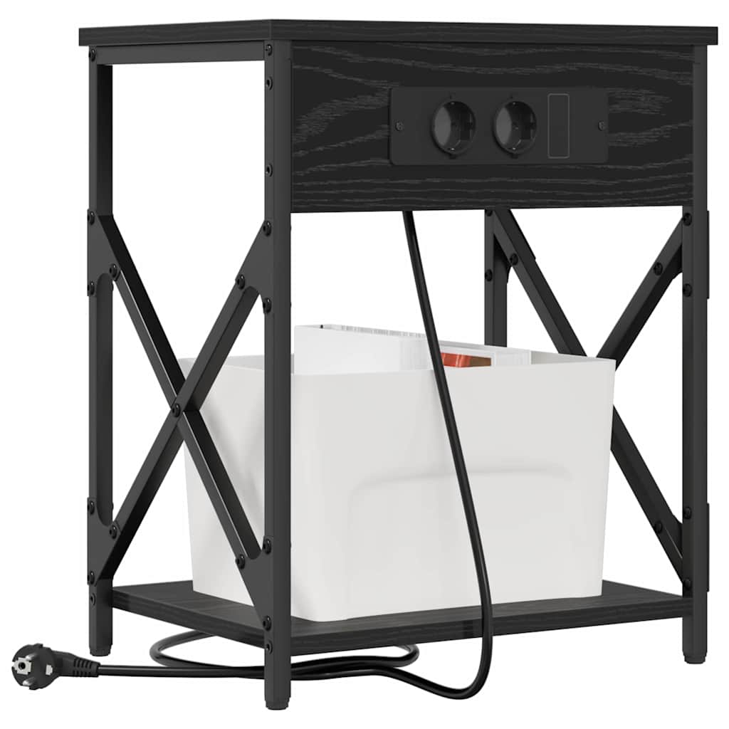 Nachttisch mit Ladestation 2 pcs Schwarze Eiche 41 x 31 x 51 cm