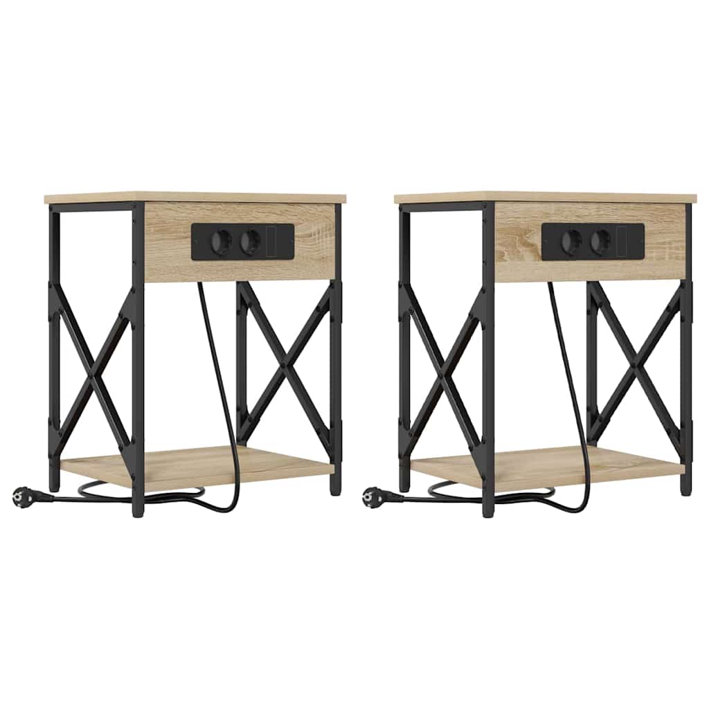 Nachttisch mit Ladestation 2 pcs Sonoma Eiche 41 x 31 x 51 cm