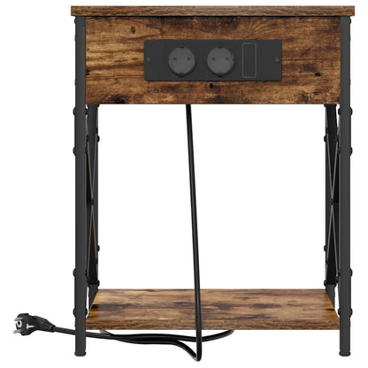 Nachttisch mit Ladestation Räuchereiche 41 x 31 x 51 cm