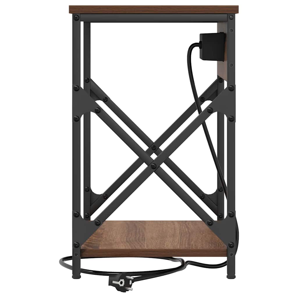 Nachttisch mit Ladestation Braune Eiche 41 x 31 x 51 cm
