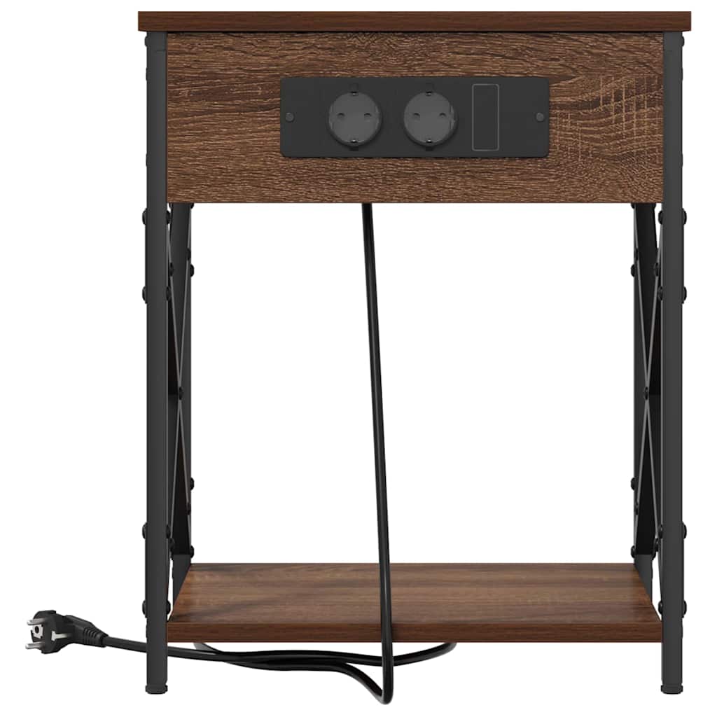 Nachttisch mit Ladestation 2 pcs Braune Eiche 41 x 31 x 51 cm