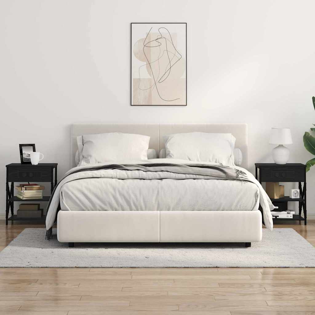 Nachttisch mit Ladestation Schwarz Eichen-Optik Holzwerkstoff