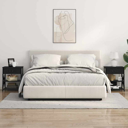 Nachttisch mit Ladestation Schwarz Eichen-Optik Holzwerkstoff