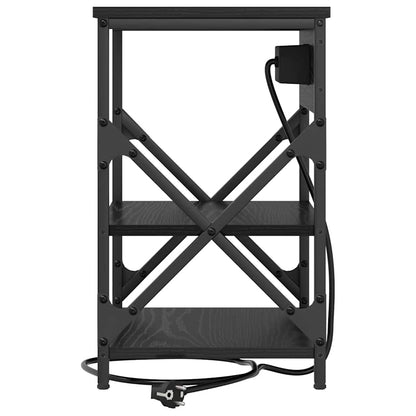 Nachttisch mit Ladestation Schwarz Eichen-Optik Holzwerkstoff