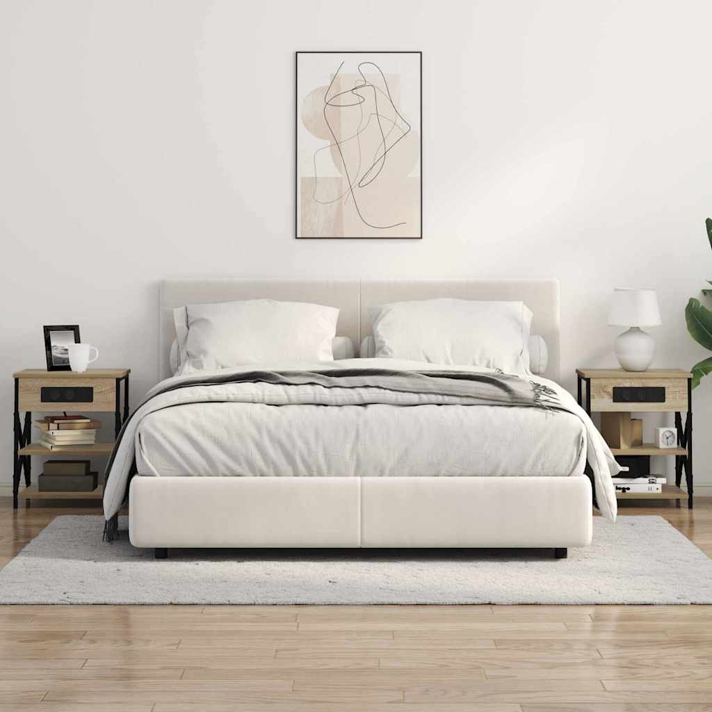 Nachttisch mit Ladestation mit Regal Sonoma-Eiche Holzwerkstoff