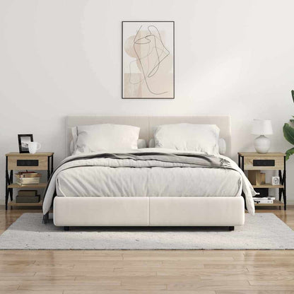 Nachttisch mit Ladestation mit Regal Sonoma-Eiche Holzwerkstoff