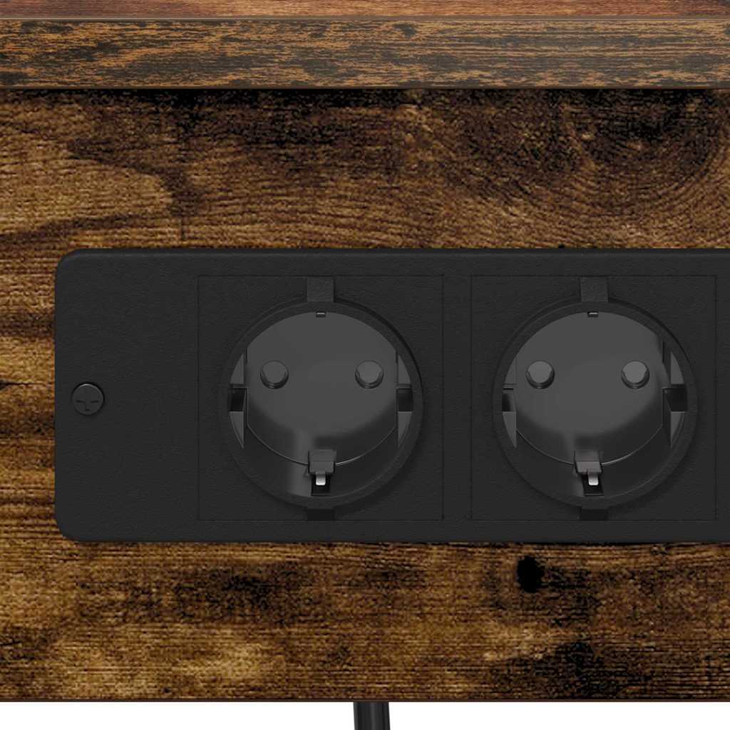 Nachttisch mit Ladestation mit Regal Räuchereiche Holzwerkstoff