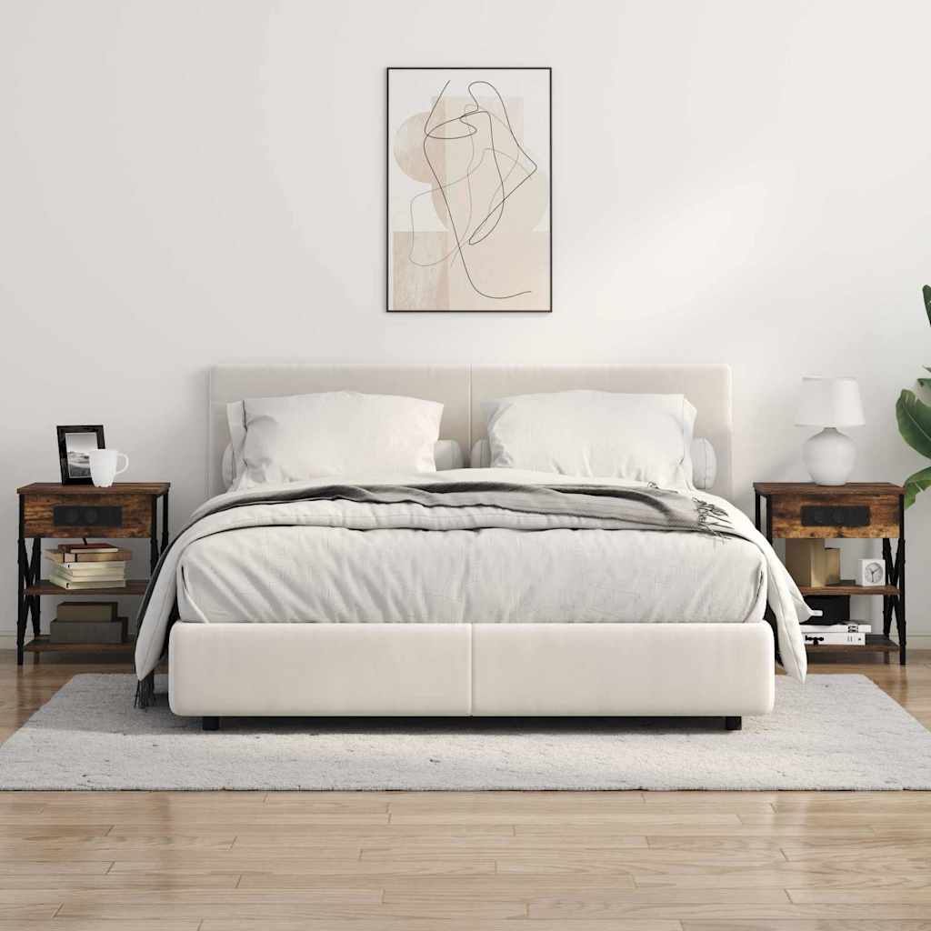 Nachttisch mit Ladestation mit Regal Räuchereiche Holzwerkstoff