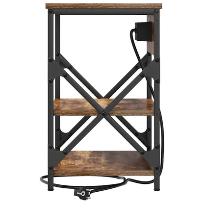 Nachttisch mit Ladestation mit Regal Räuchereiche Holzwerkstoff