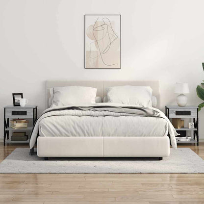 Nachttisch mit Ladestation mit Regal Grau Sonoma Holzwerkstoff