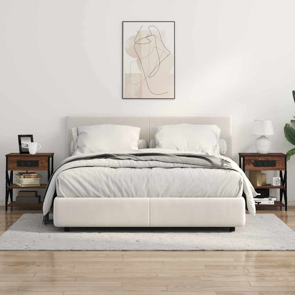 Nachttisch mit Ladestation Braun Eichen-Optik Holzwerkstoff