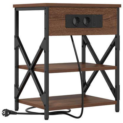 Nachttisch mit Ladestation Braun Eichen-Optik Holzwerkstoff