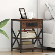 Nachttisch mit Ladestation Braun Eichen-Optik Holzwerkstoff