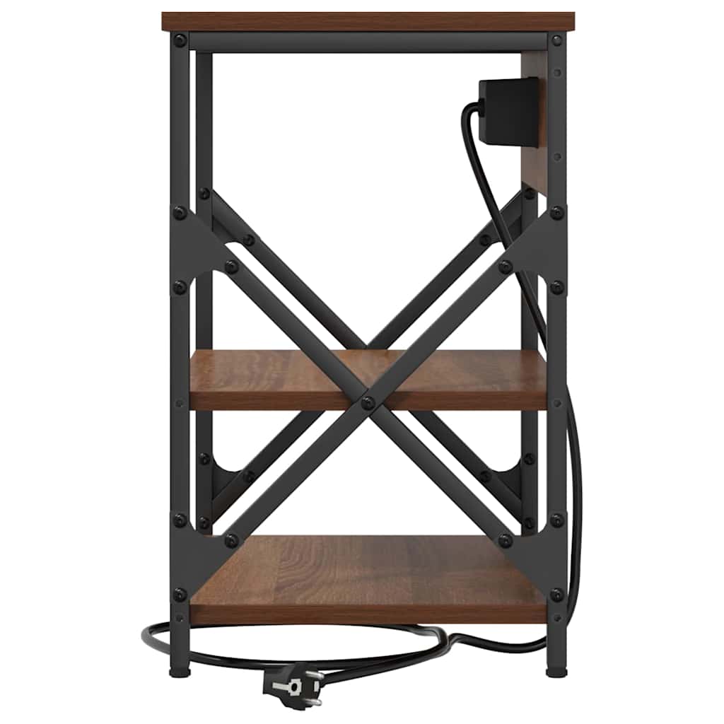 Nachttisch mit Ladestation Braun Eichen-Optik Holzwerkstoff