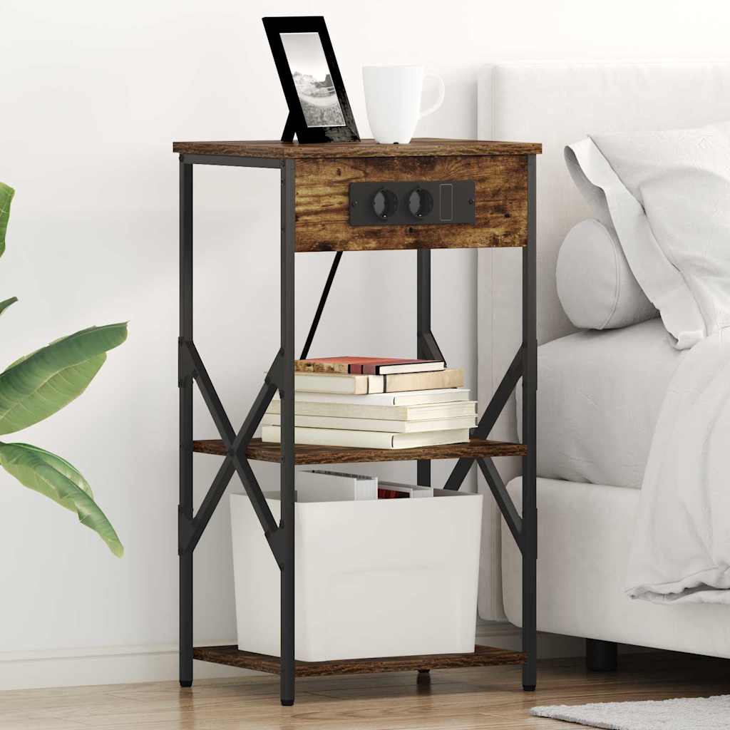 Nachttisch mit Regal Räuchereiche 41 x 31 x 76 cm Holzwerkstoff